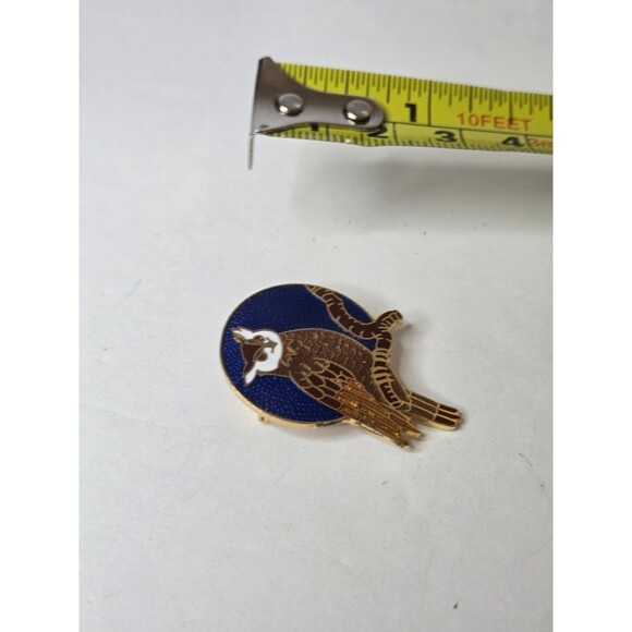 Enamel Cloisonné Owl Full Blue Kentucky Moon Lapel Pin - Picture 6 of 6